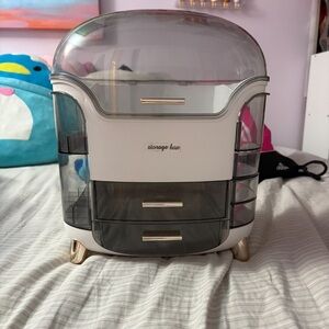 Modern Storage Box with Drawers - White and Gray